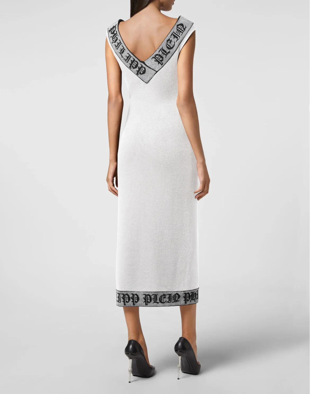 Wool Blend Long Dress Gothic Plein, цвет: Белый