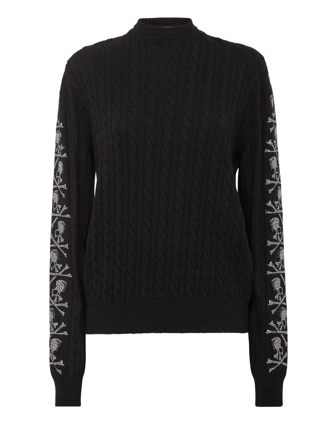 Cash Five Pullover Round Neck LS Cable Crystal Skull, цвет: Черный