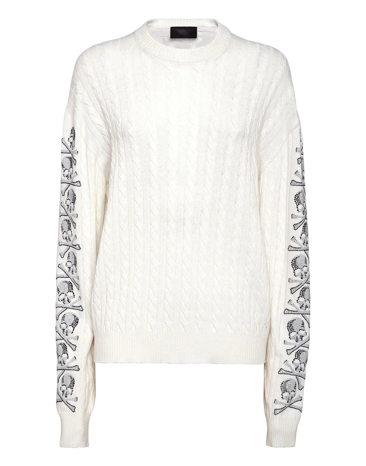 Cash Five Pullover Round Neck LS Cable Crystal Skull, цвет: Бежевый