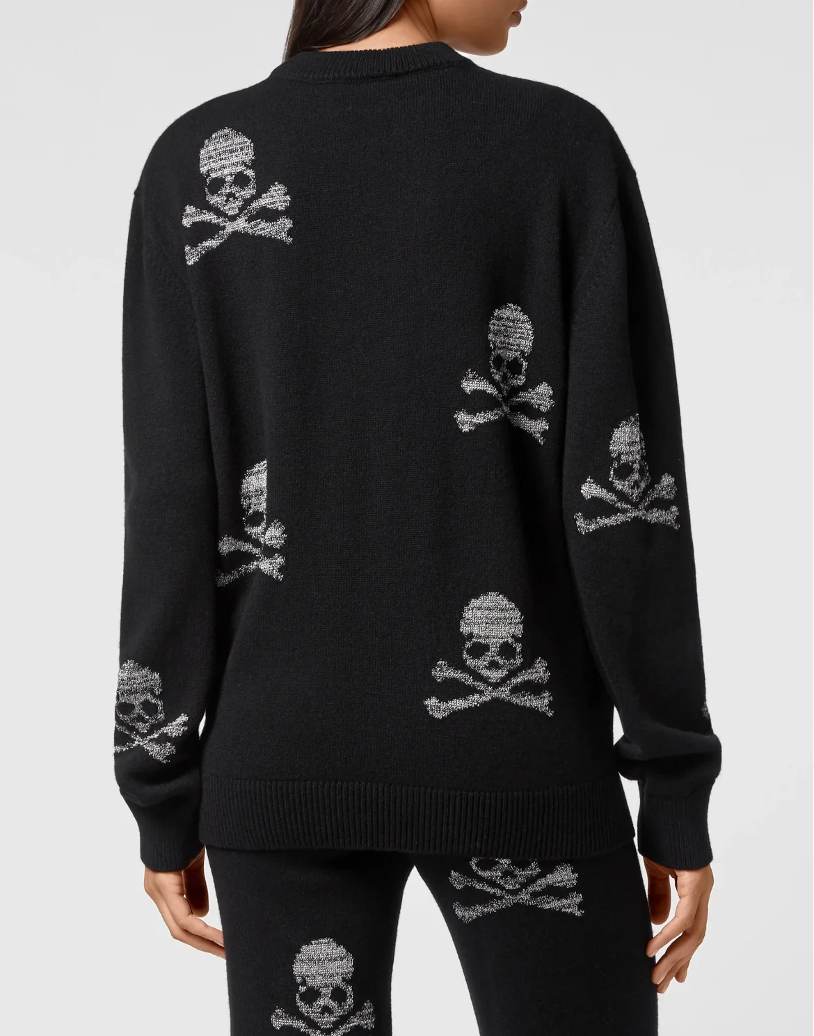 Wool Blend Pullover Round Neck LS Crystal Skull, цвет: Черный