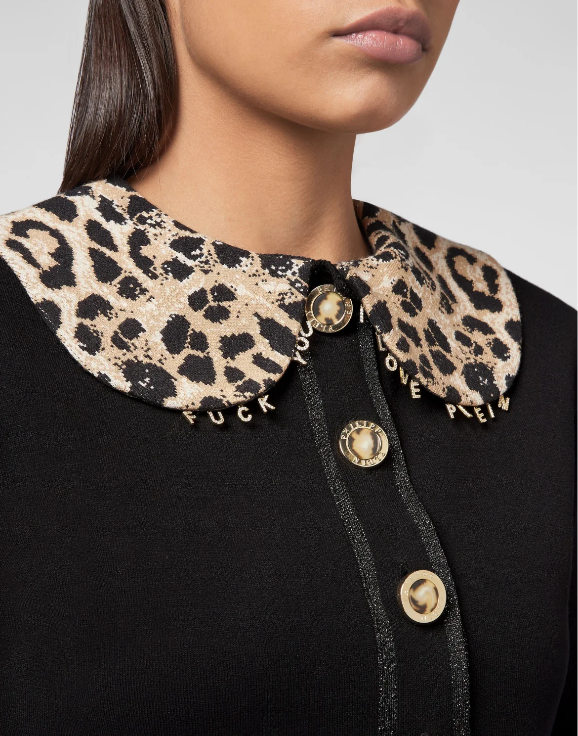Cardigan Short Leopard, цвет: Черный