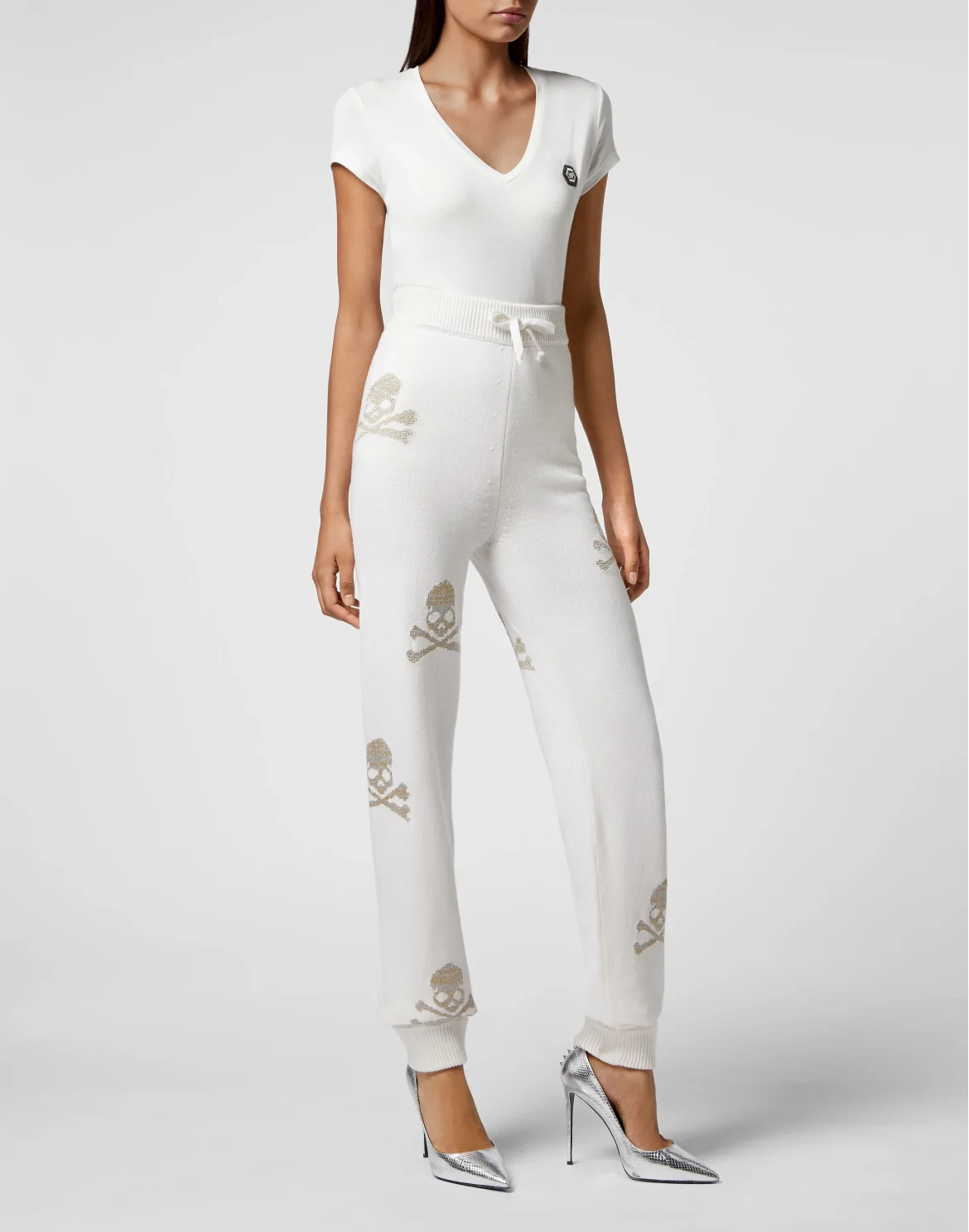 Wool Blend Jogging Trousers Crystal Skull, цвет: Бежевый