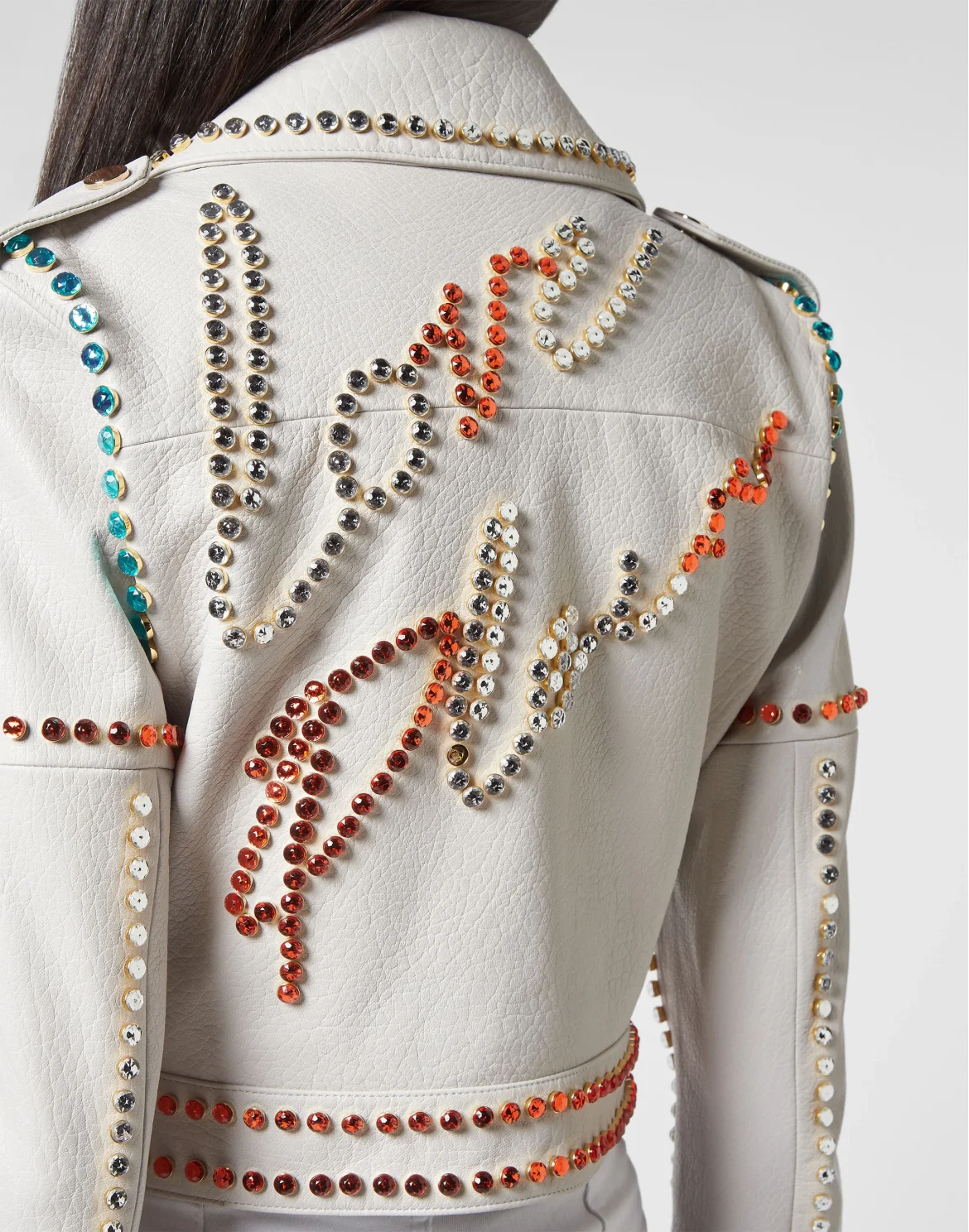 Leather Biker Cropped Crystal Stones with Crystals, цвет: Белый