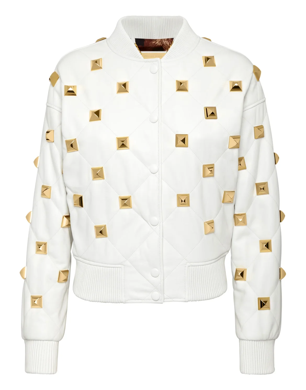Leather Bomber Matelassè Studs, цвет: Белый