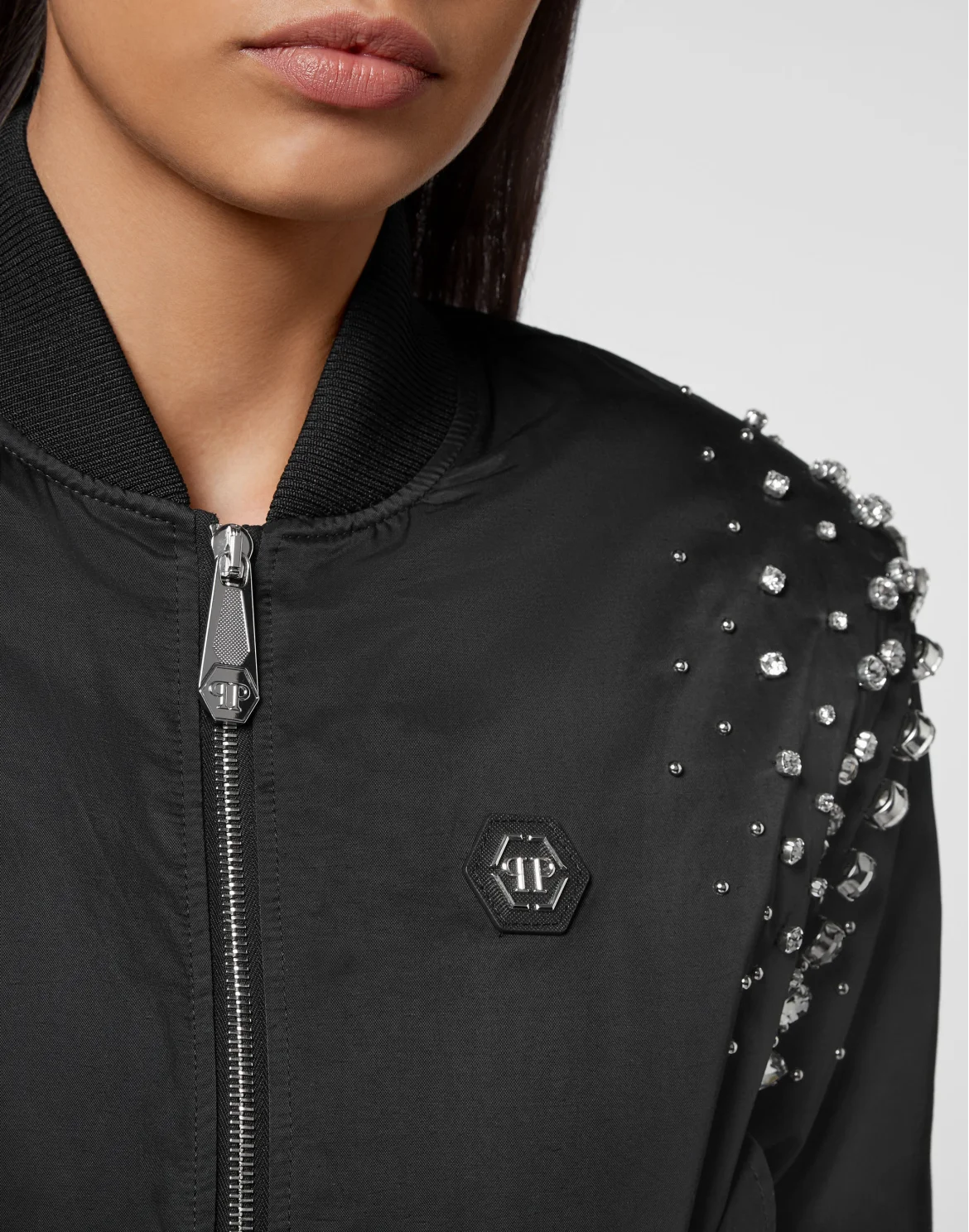 Bomber Jacket Crystal Iconic Plein with Crystals, цвет: Черный