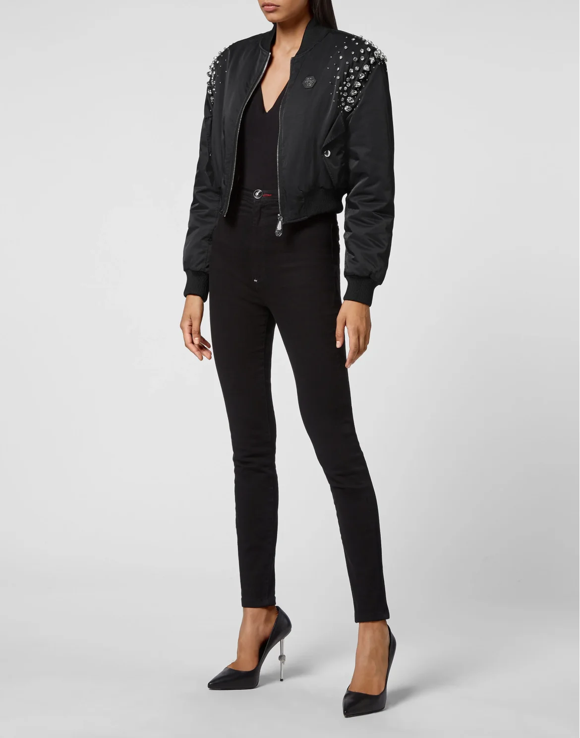 Bomber Jacket Crystal Iconic Plein with Crystals, цвет: Черный