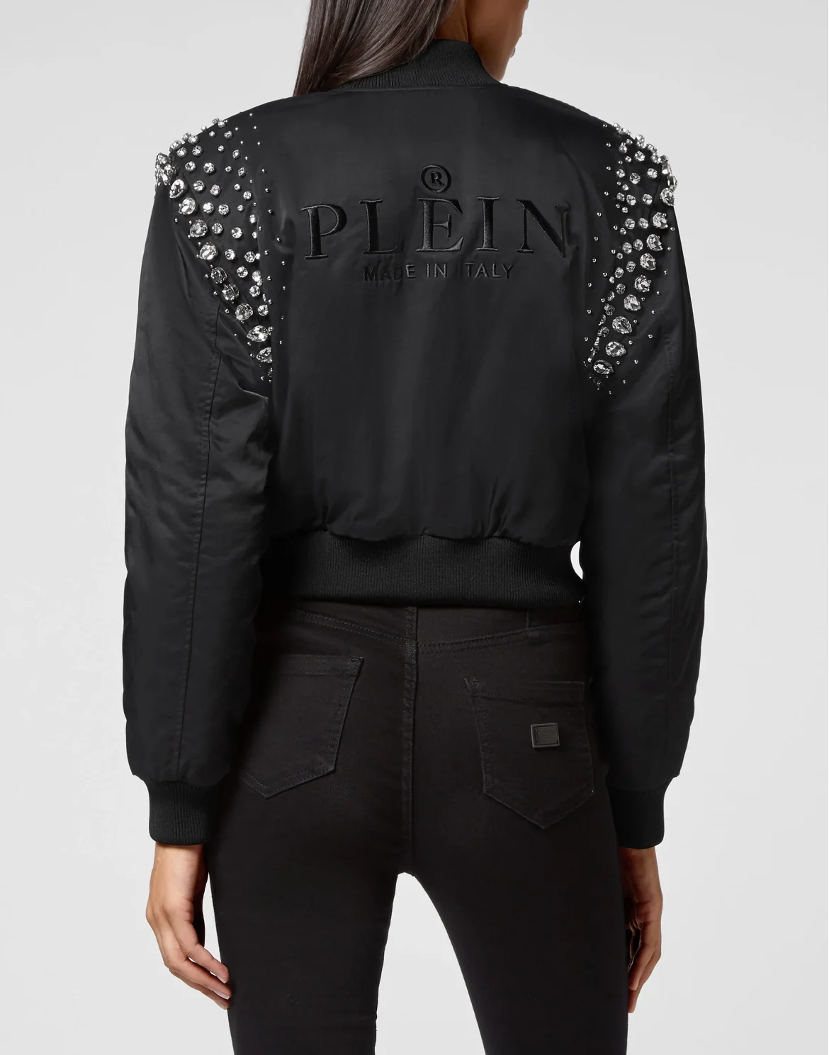 Bomber Jacket Crystal Iconic Plein with Crystals, цвет: Черный