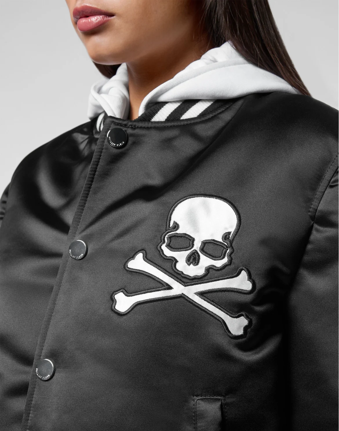 Nylon Hoodie Bomber Fleece Insert Skull  Patches, цвет: Черный