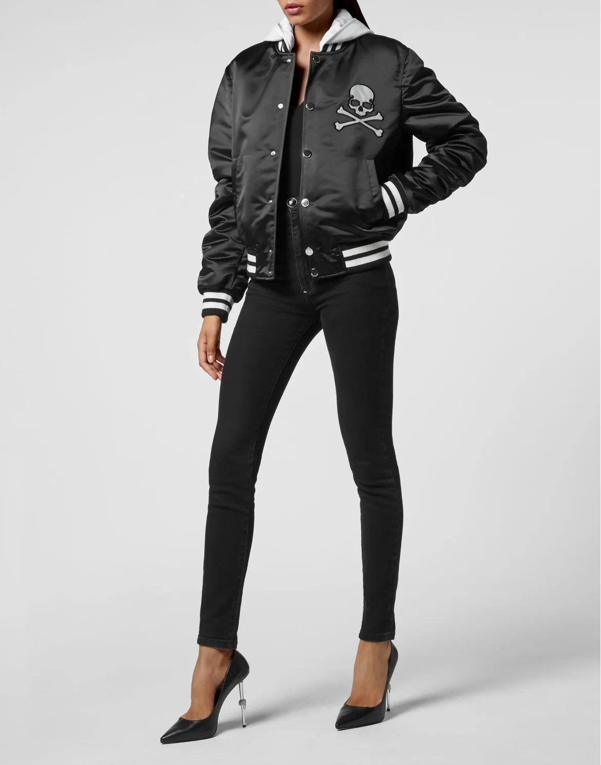 Nylon Hoodie Bomber Fleece Insert Skull  Patches, цвет: Черный