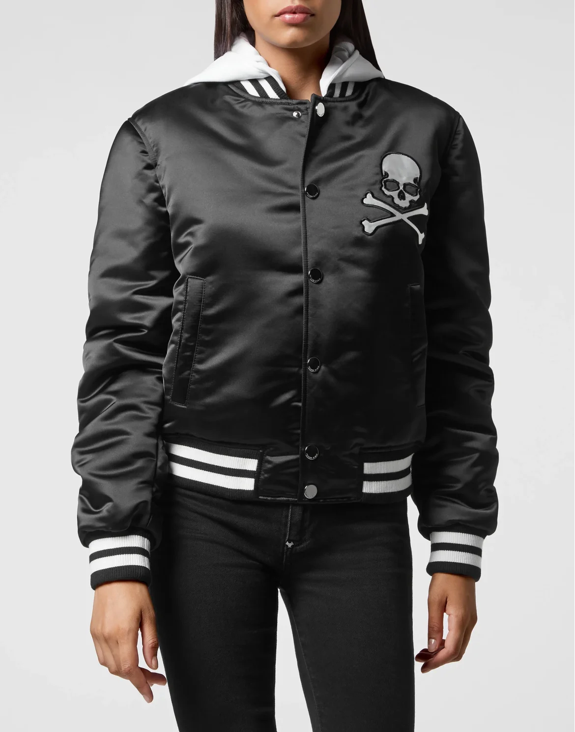 Nylon Hoodie Bomber Fleece Insert Skull  Patches, цвет: Черный