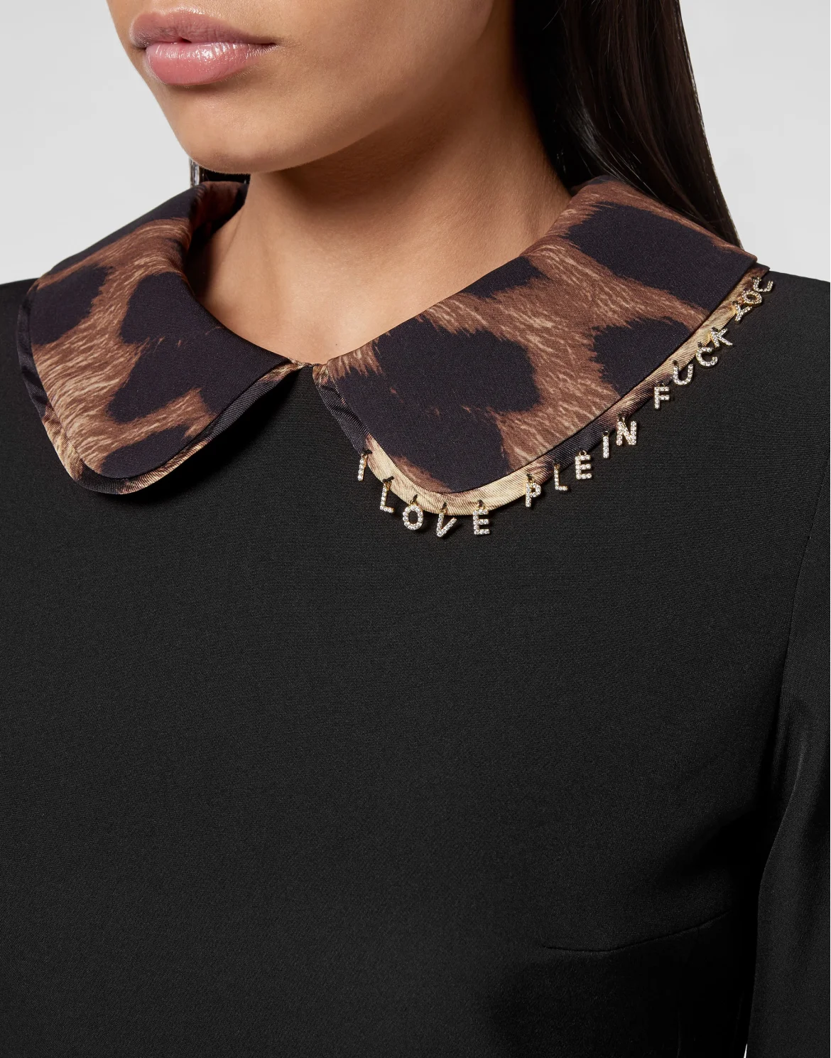 Cady Long Dress LS Leopard, цвет: Черный