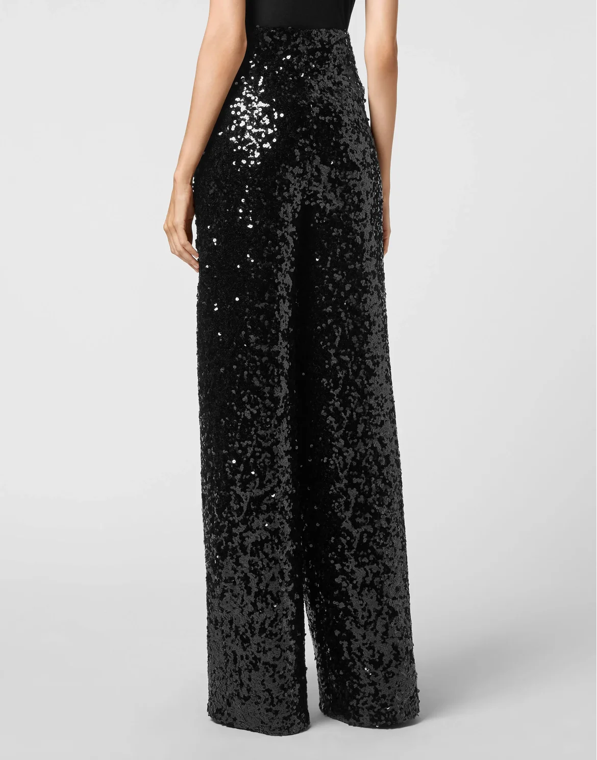 High Waist Trousers Pailletes Gothic Plein, цвет: Черный