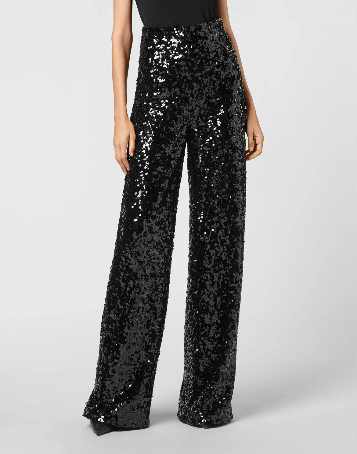 High Waist Trousers Pailletes Gothic Plein, цвет: Черный