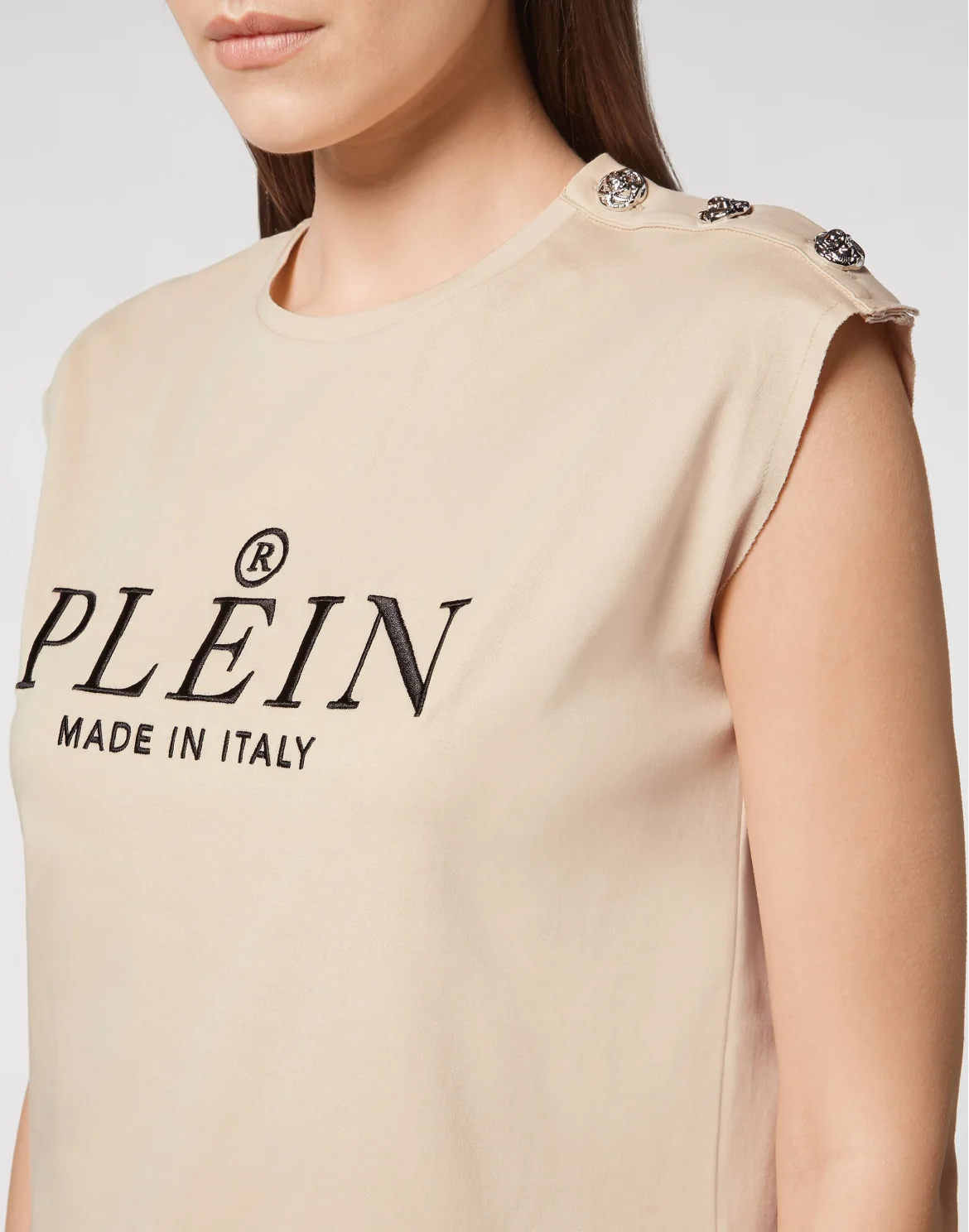 T-shirt Round Neck SS Iconic Plein, цвет: Бежевый