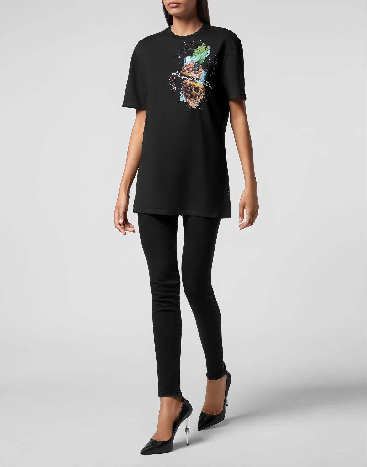 T-shirt Round Neck SS Pineapple Skies, цвет: Черный