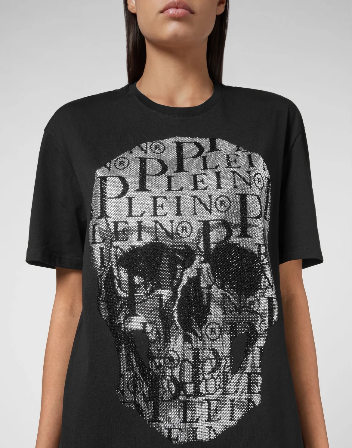 T-shirt Round Neck SS Skull with Crystals, цвет: Черный