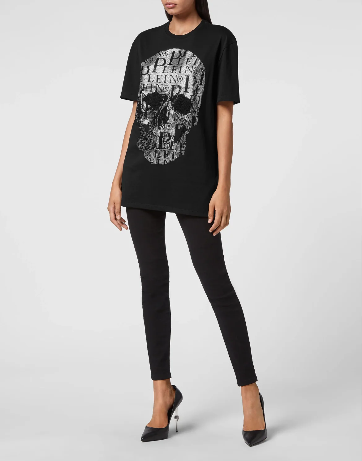 T-shirt Round Neck SS Skull with Crystals, цвет: Черный