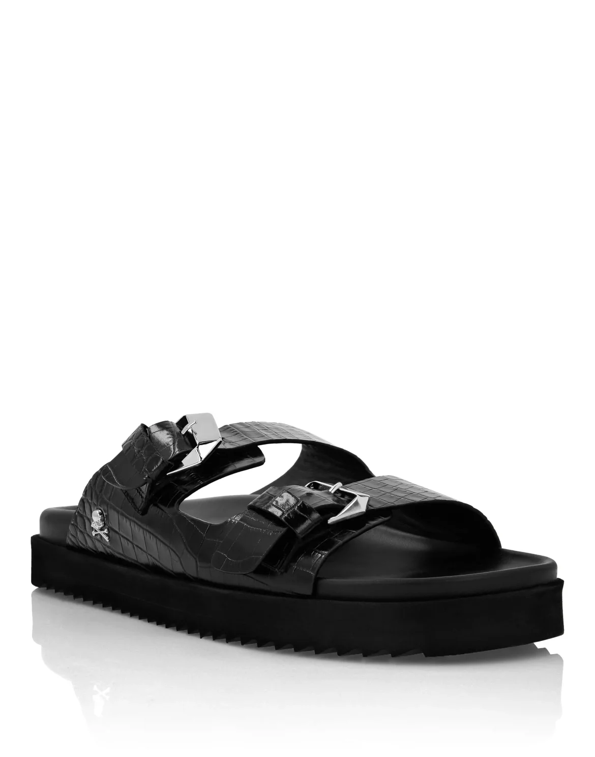 Sandals Flat Cocco Print Skull, цвет: Черный