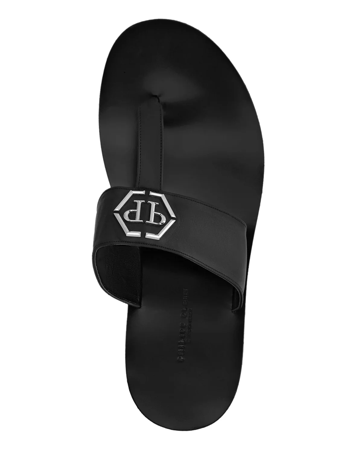 Leather Sandals Flat Crocco Print Hexagon, цвет: Черный