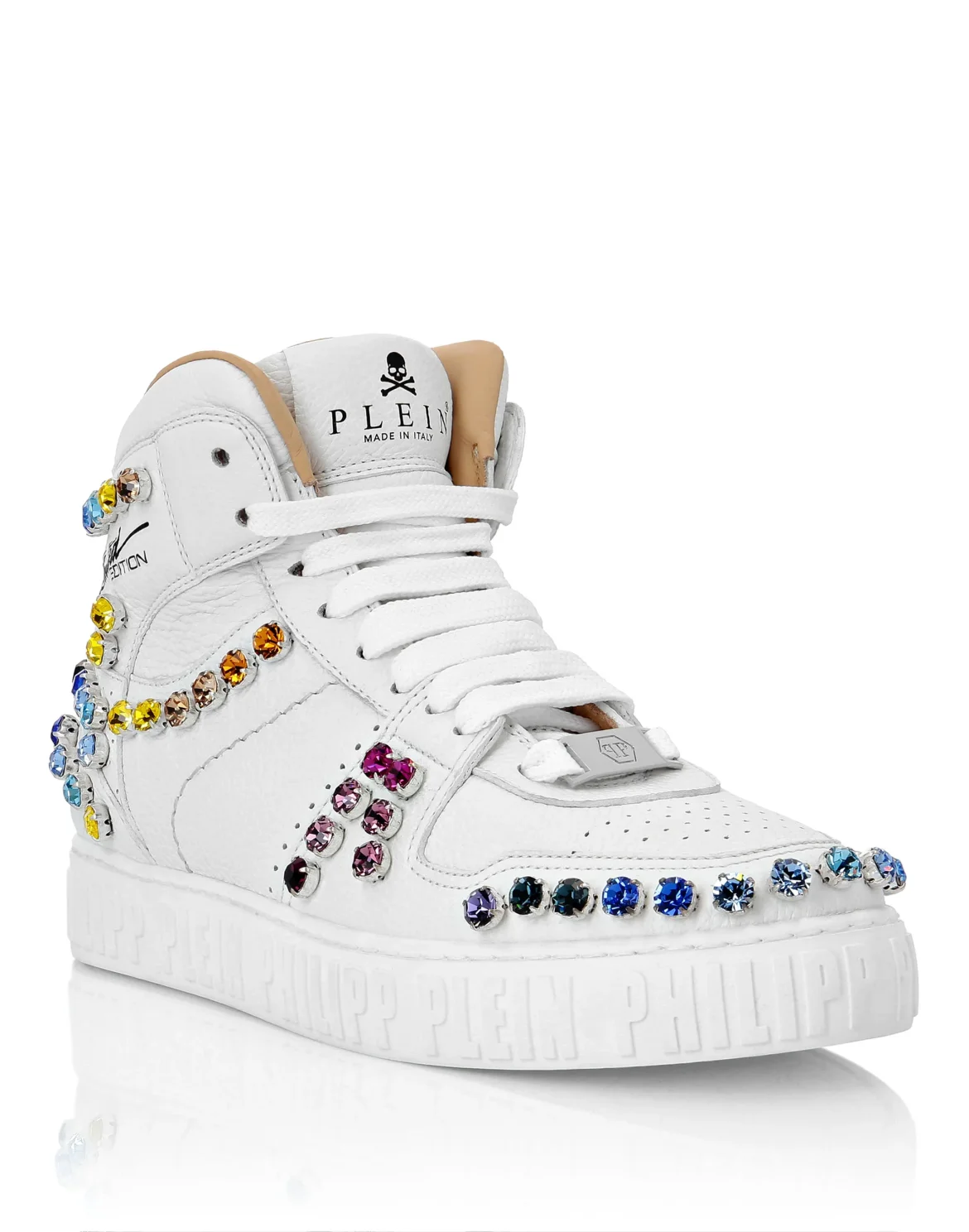 Leather Hi-Top Sneakers Crystal, цвет: Белый