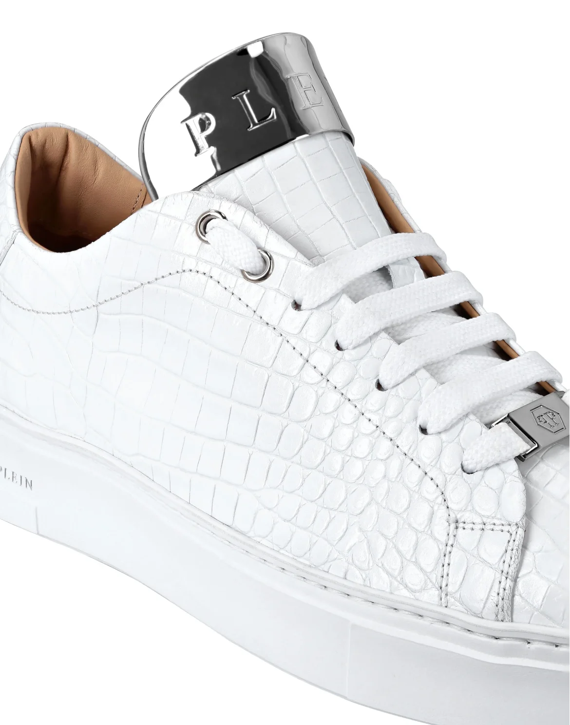 LO-TOP SNEAKERS SILVER $URFER COCCO PRINT, цвет: Белый