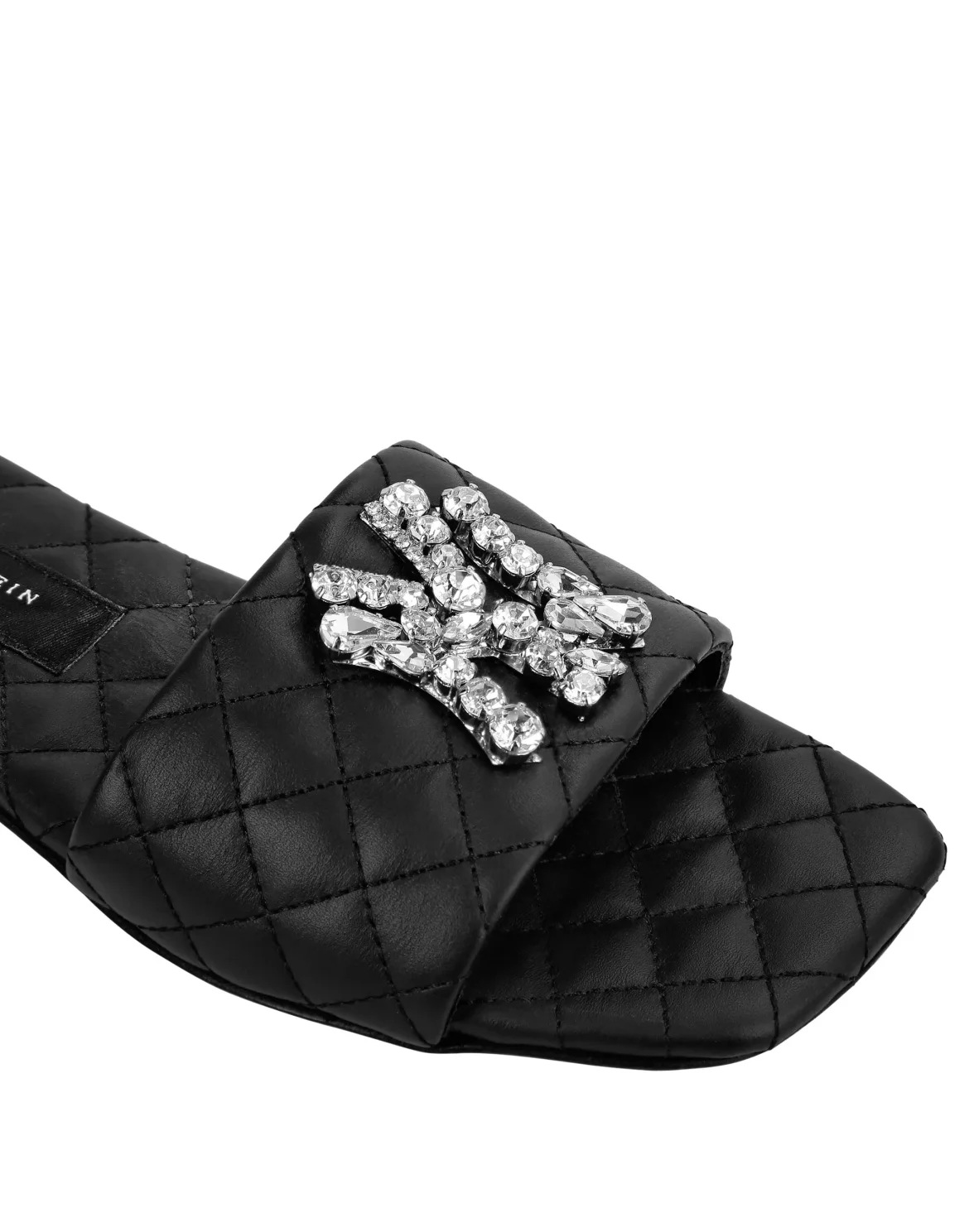 Matelasse Sandals Flat Brooches, цвет: Черный