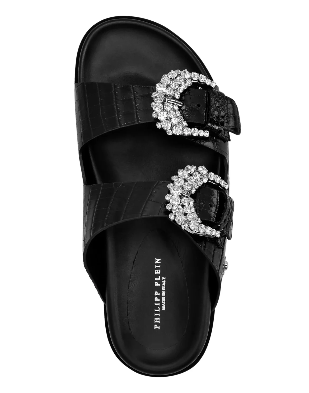 Leather Sandals Crocco Print Skull, цвет: Черный