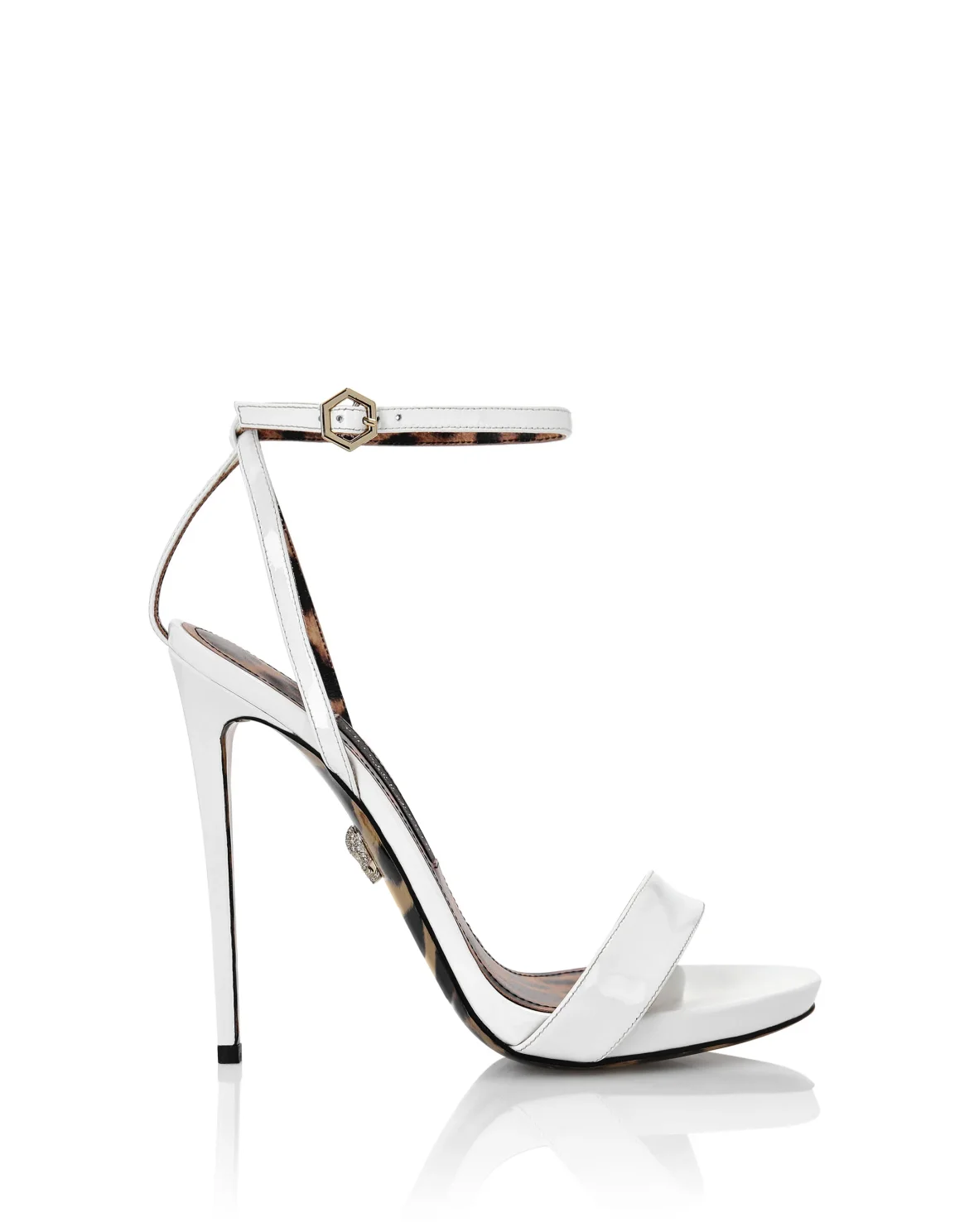 Patent Leather Sandals High Heels Leopard, цвет: Белый