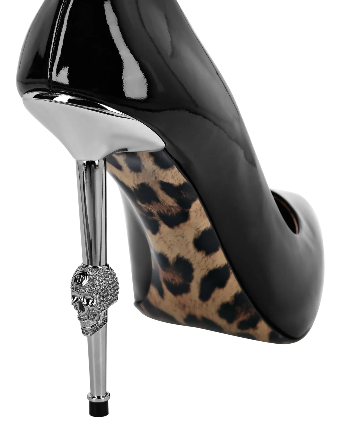 Skull Heel Patent Leather Pumps, цвет: Черный