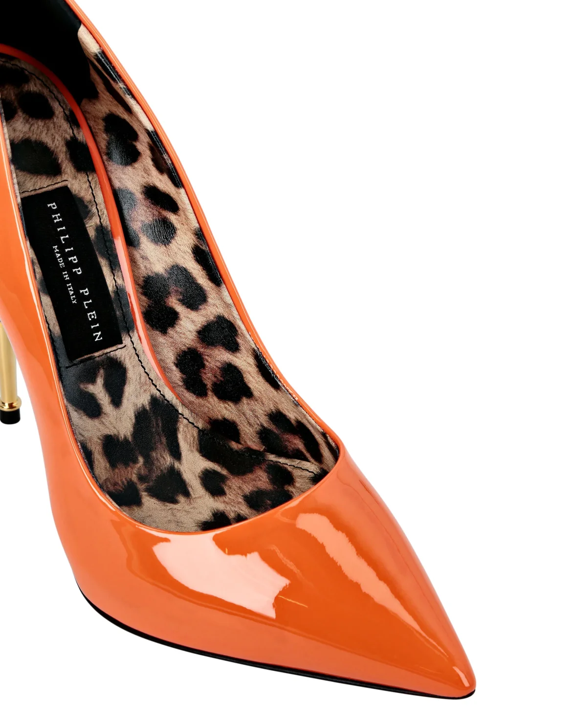 Skull Heel Patent Leather Pumps, цвет: Оранжевый