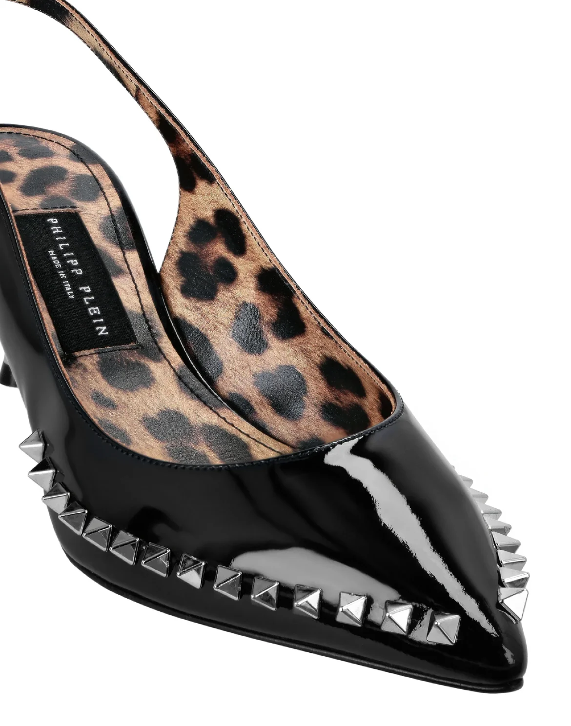 Patent Leather Decollete Mid Heels Studs, цвет: Черный