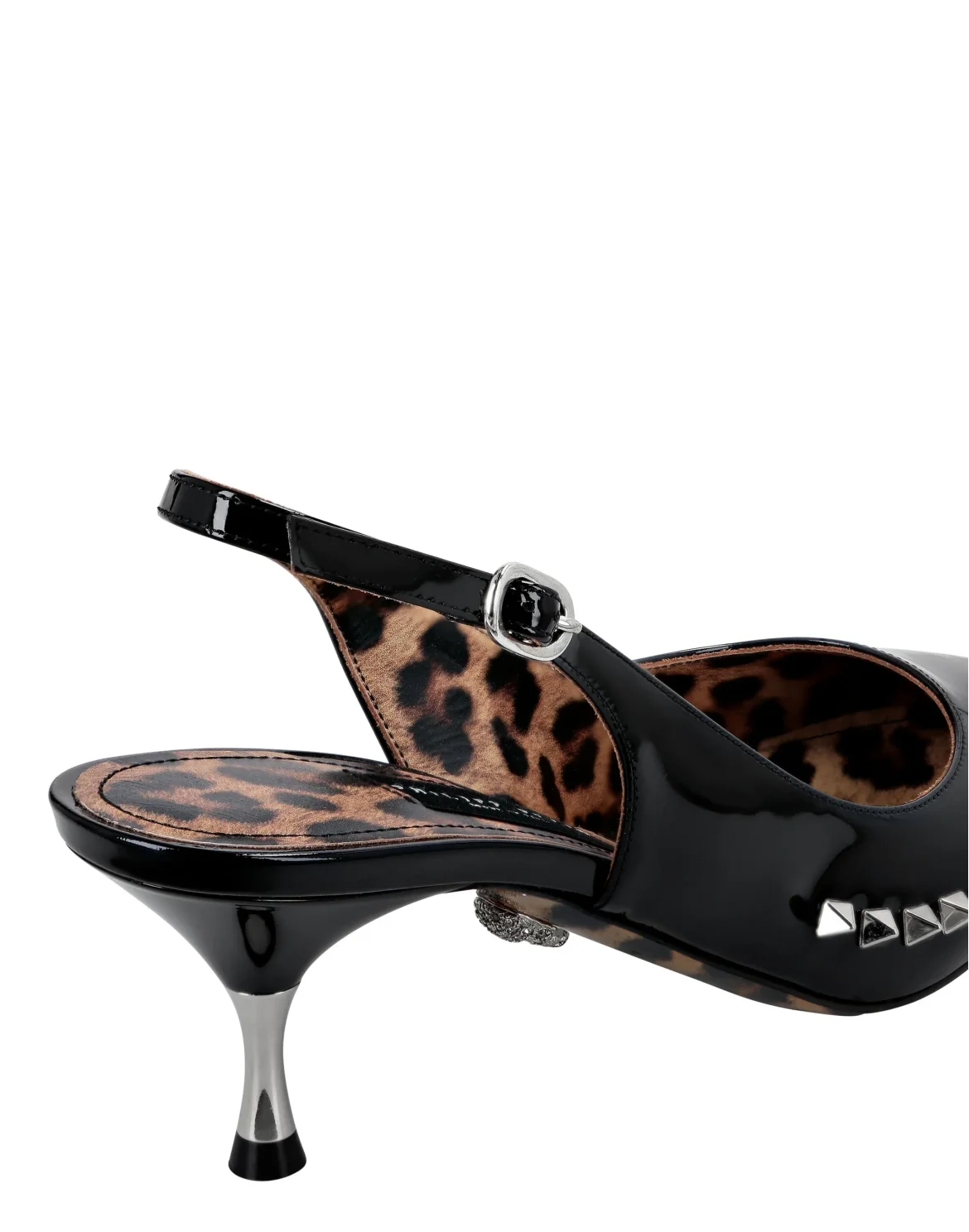 Patent Leather Decollete Mid Heels Studs, цвет: Черный