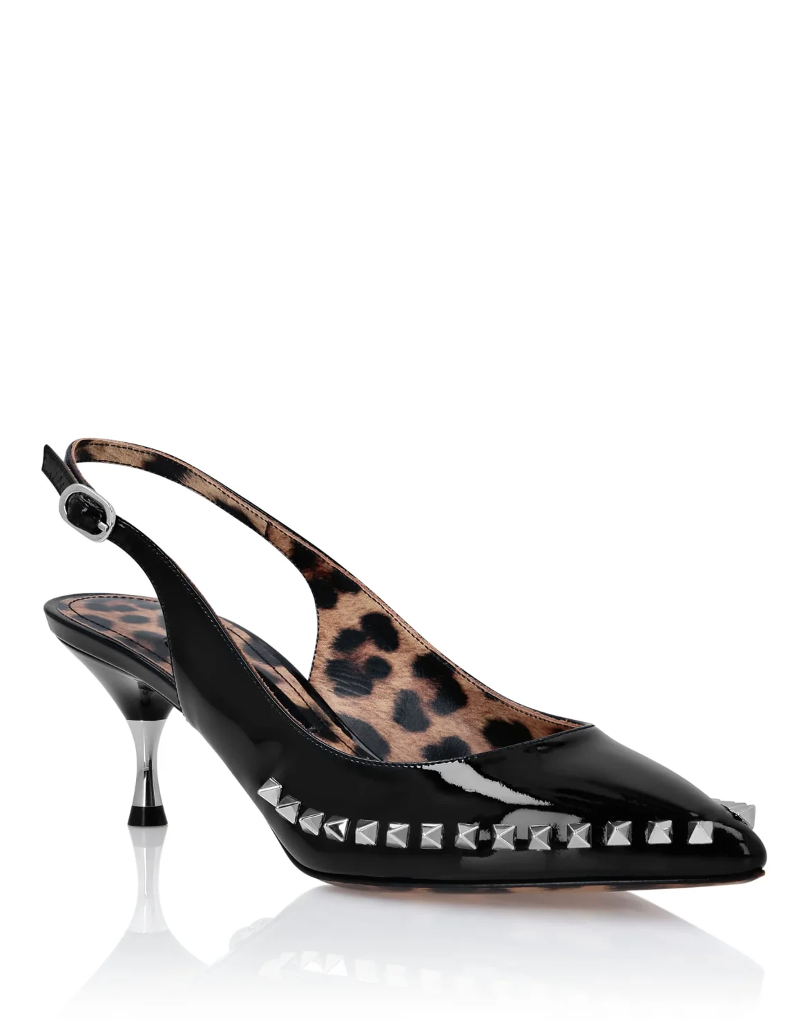 Patent Leather Decollete Mid Heels Studs, цвет: Черный
