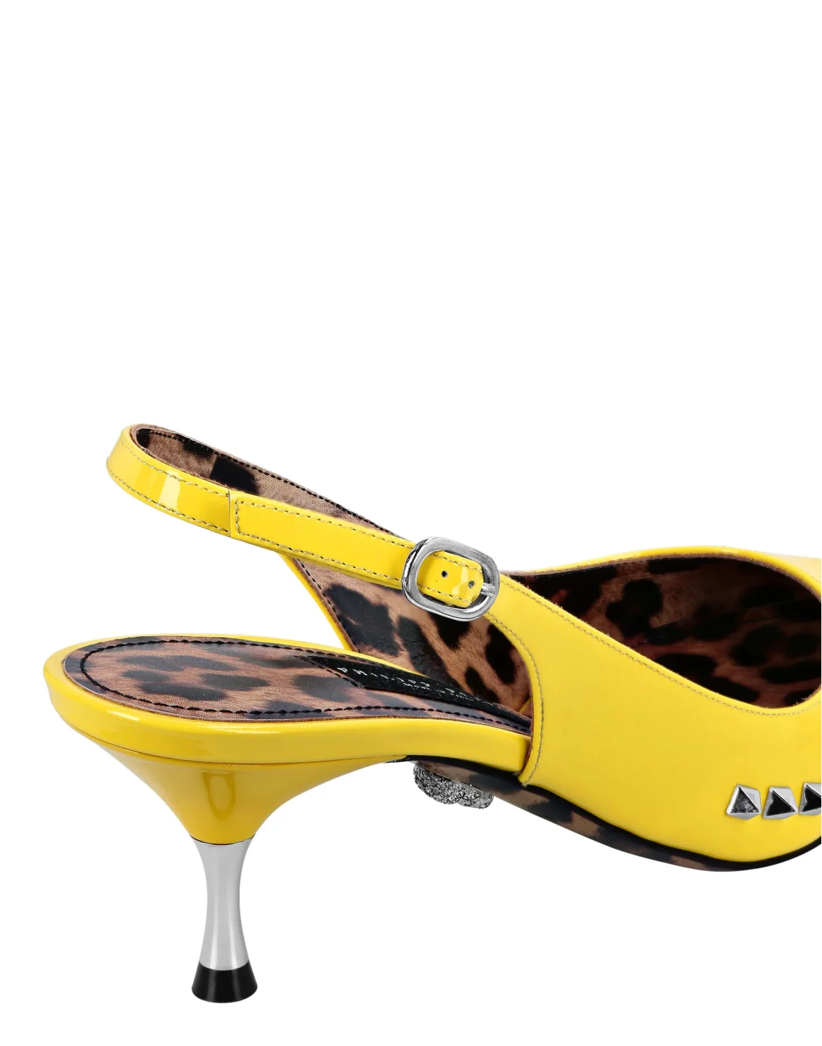 Patent Leather Decollete Mid Heels Studs, цвет: Желтый