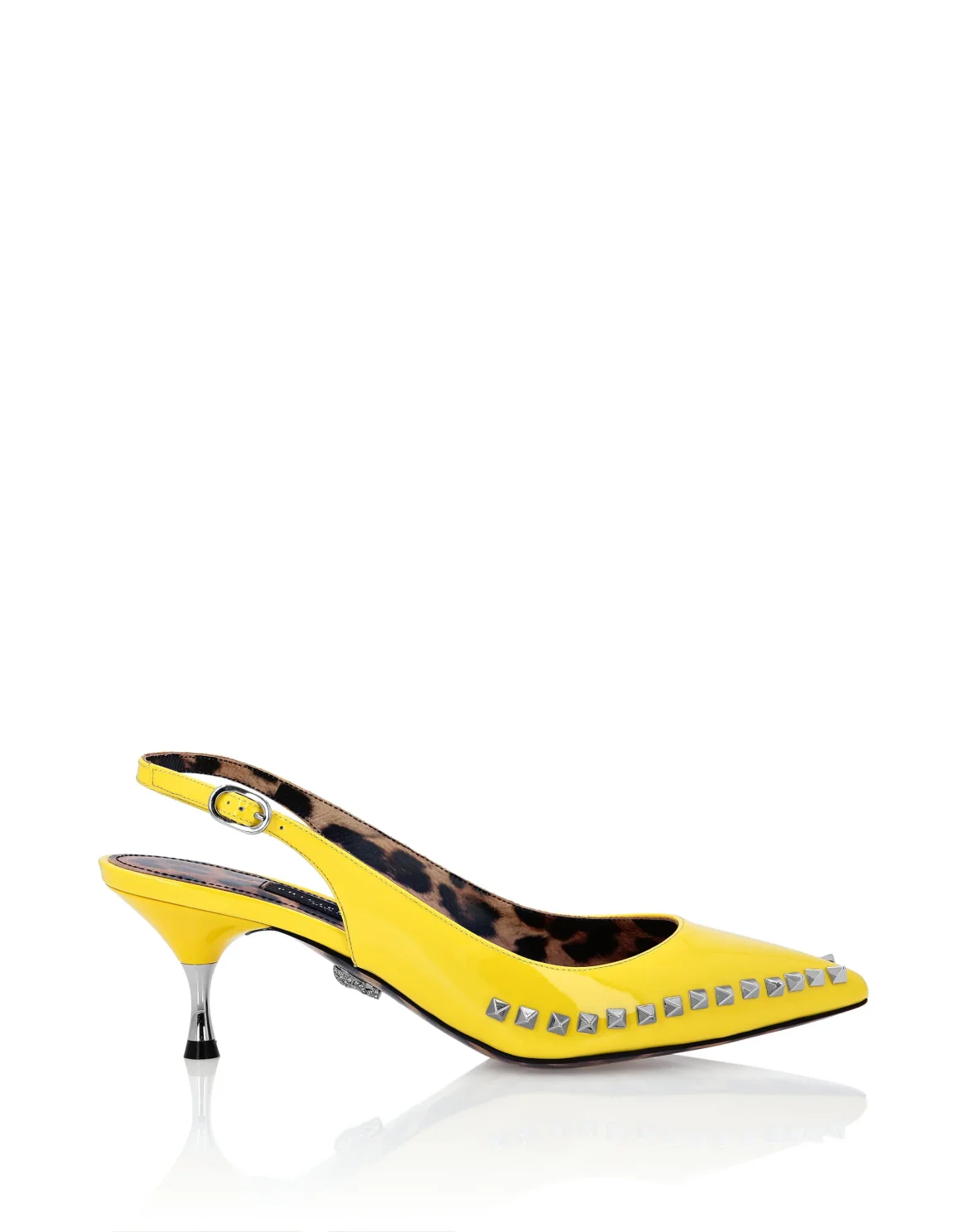 Patent Leather Decollete Mid Heels Studs, цвет: Желтый