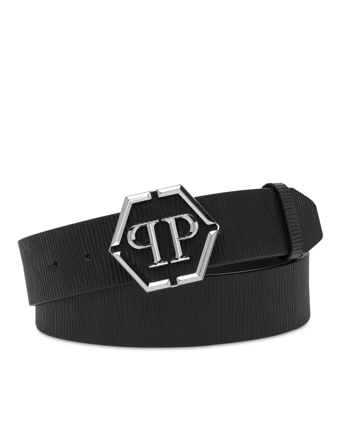 Leather Belt Hexagon, цвет: Черный