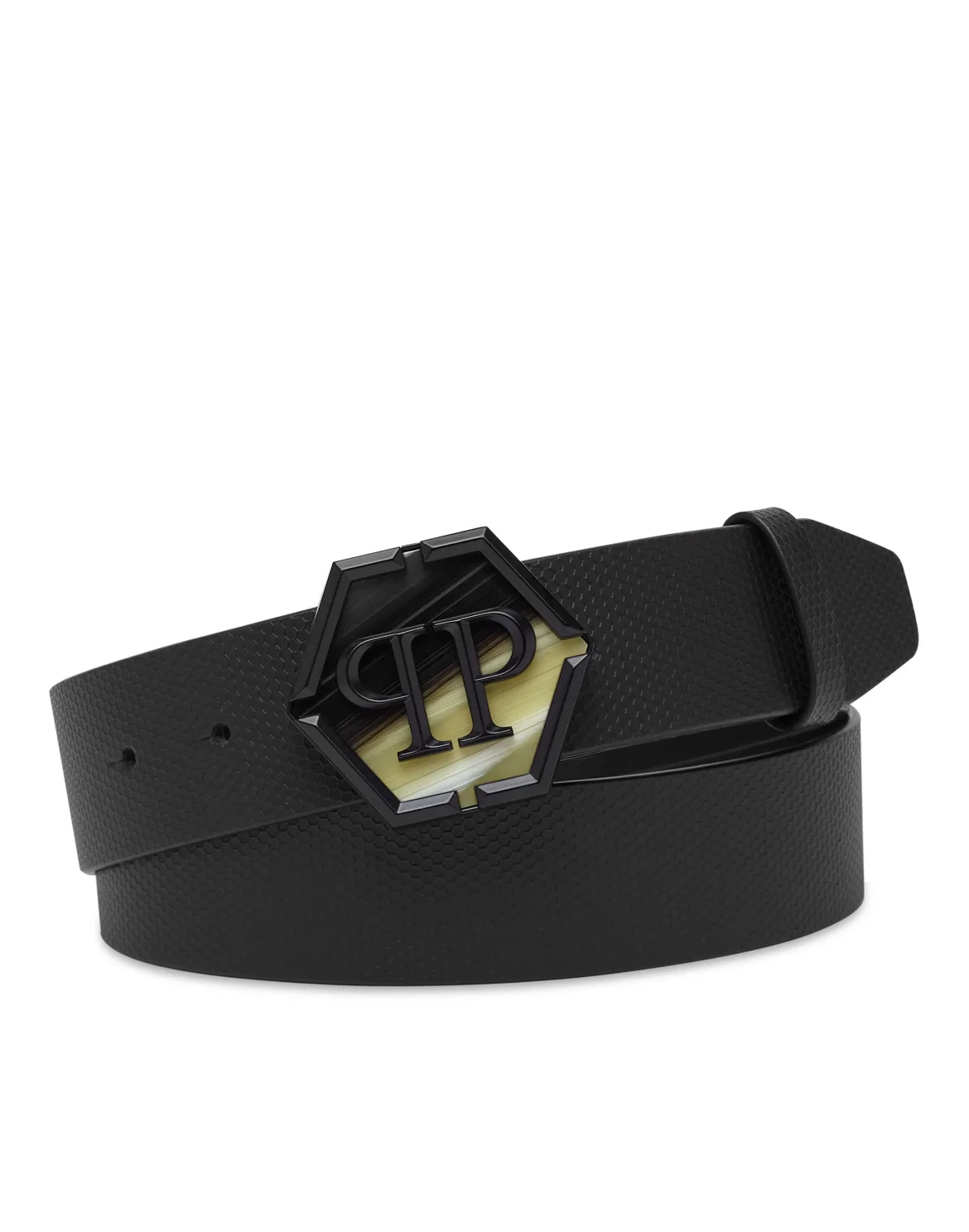 Leather Belt Hexagon, цвет: Черный