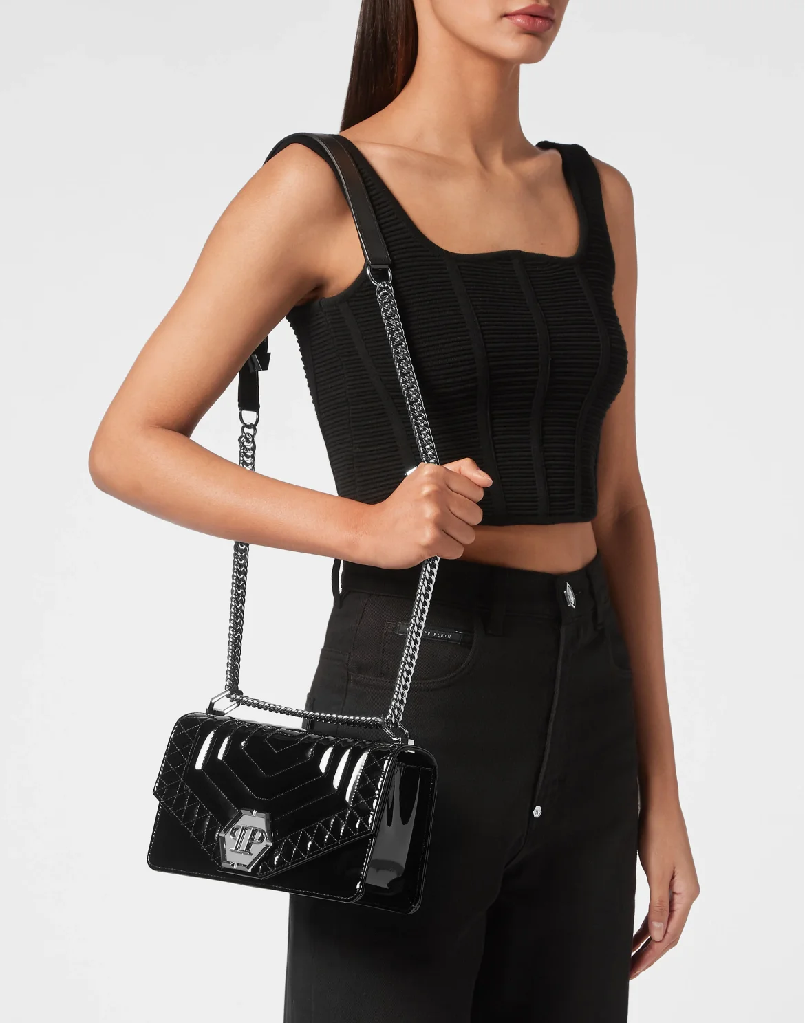 Medium Shoulder Bag Hexagon, цвет: Черный