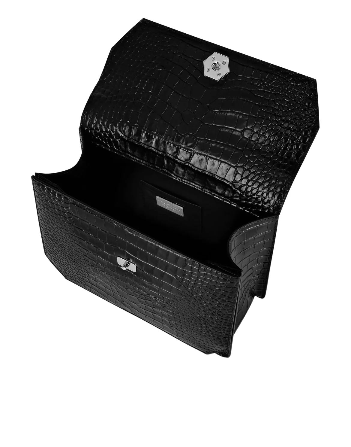 Croco Embossed Superheroin Large Handle bag, цвет: Черный