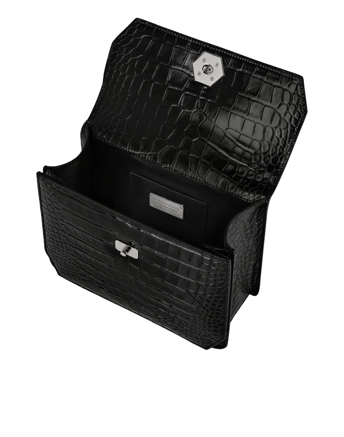 Medium Handle Bag Superheroine Croco Print, цвет: Черный