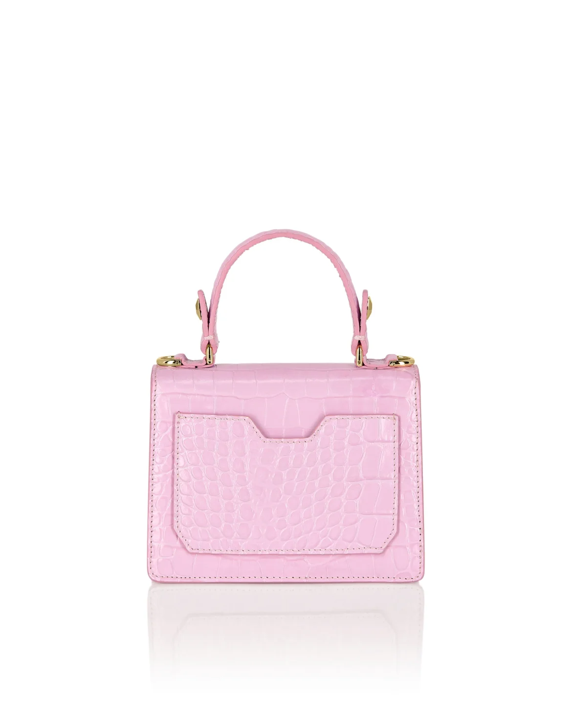 Croco Embossed Superheroin Small Handle bag, цвет: Розовый