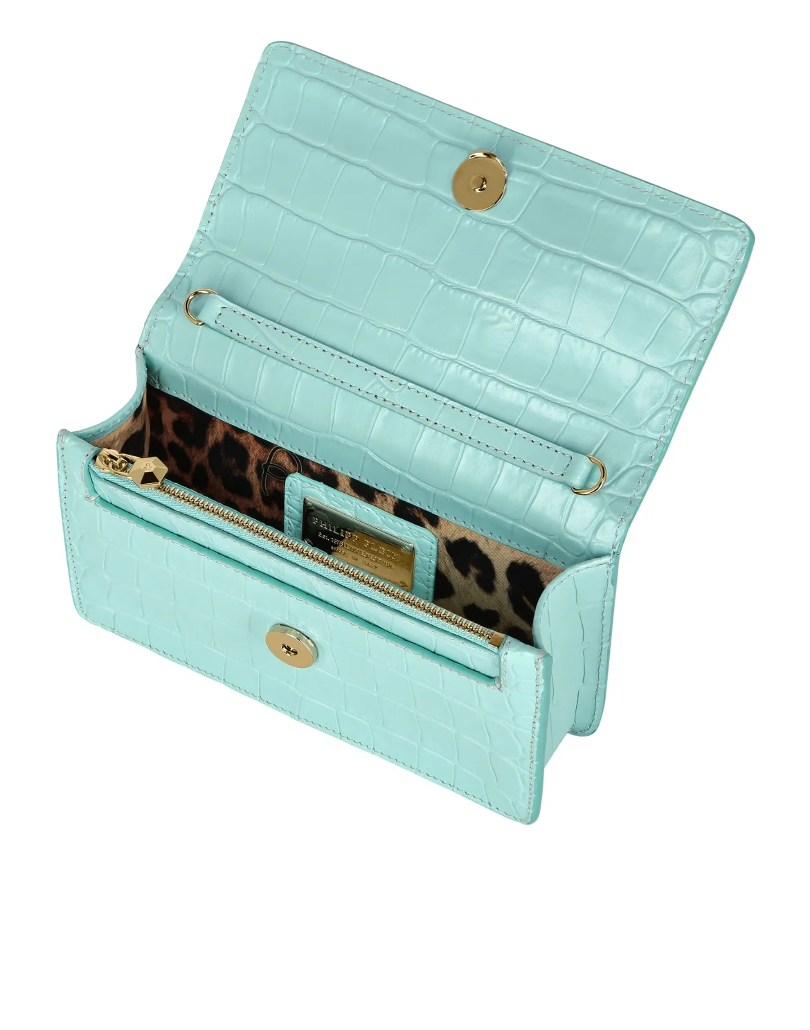 Clutch Croco Print Hexagon, цвет: Бирюзовый