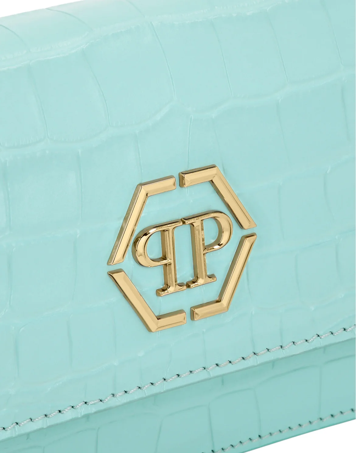 Clutch Croco Print Hexagon, цвет: Бирюзовый