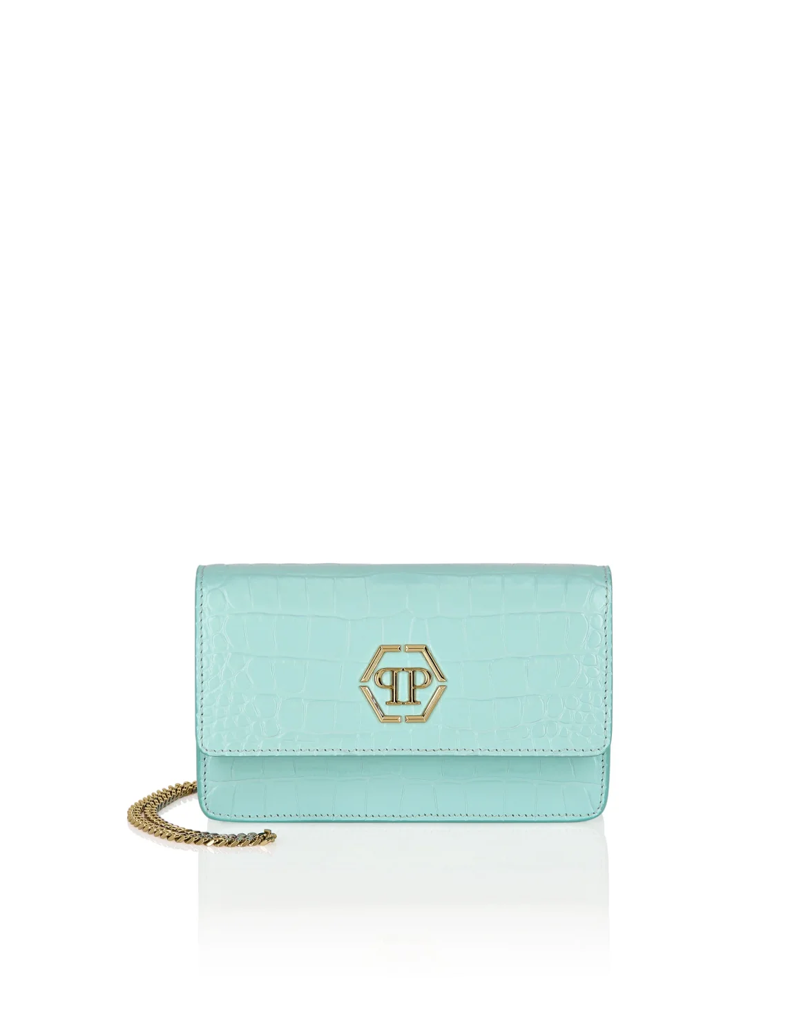Clutch Croco Print Hexagon, цвет: Бирюзовый