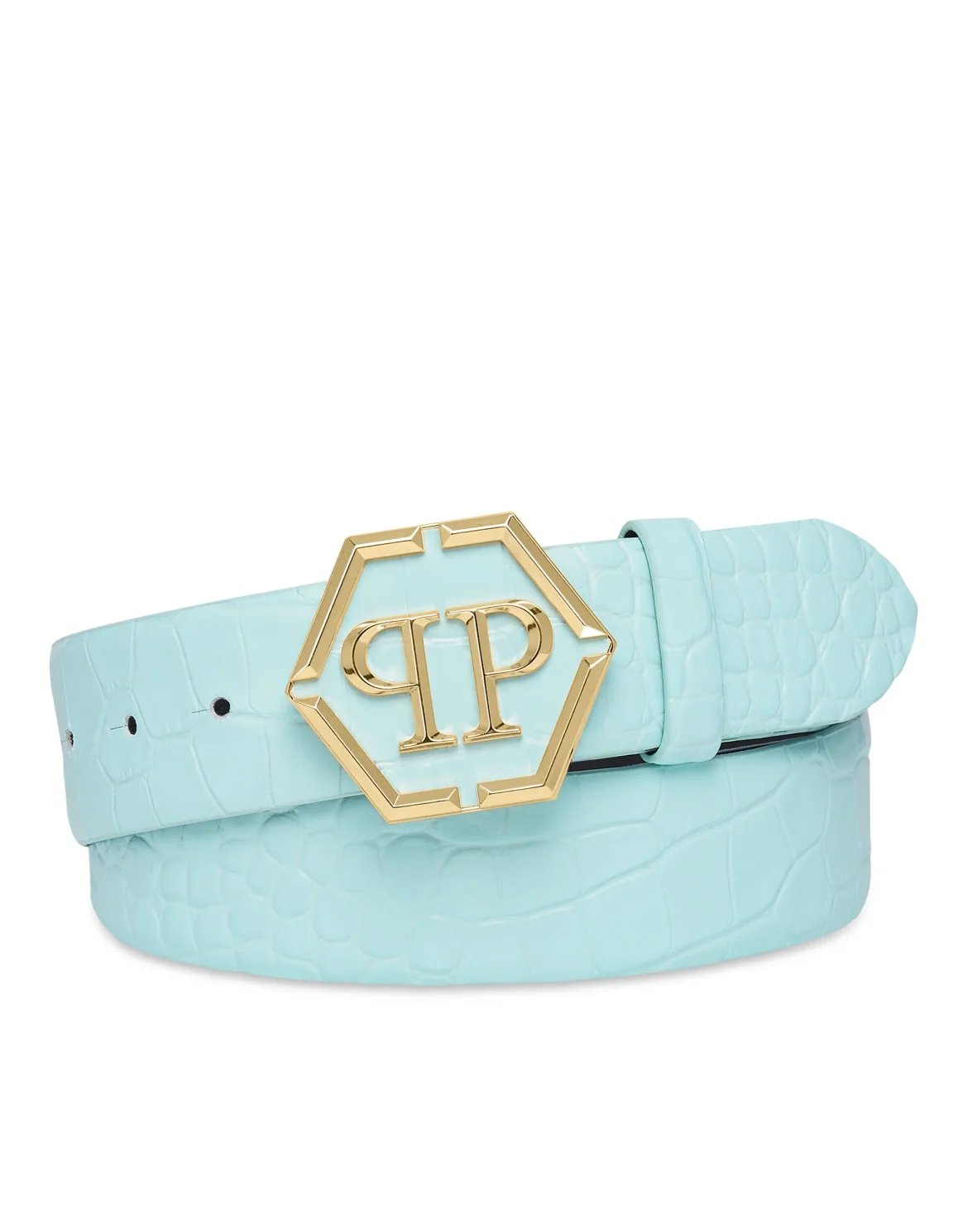 Leather Belt Hexagon, цвет: Голубой