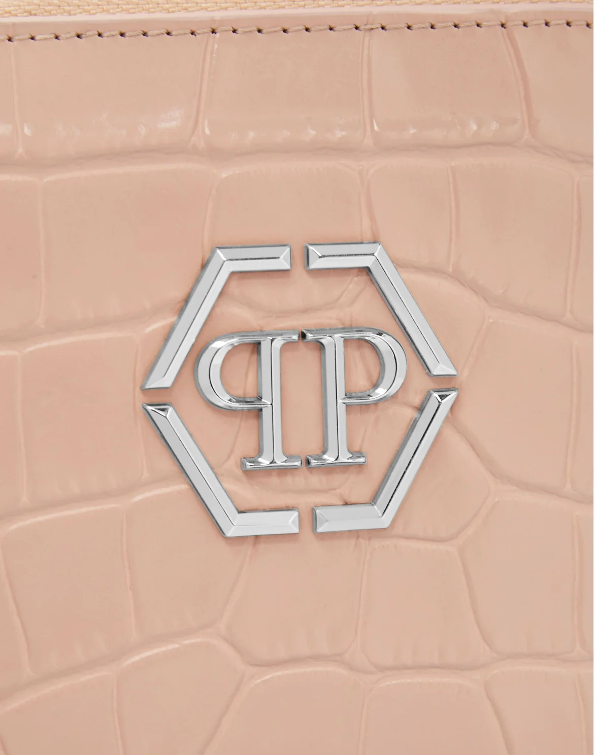 Croco Embossed Mini Round Zip Wallet, цвет: Бежевый