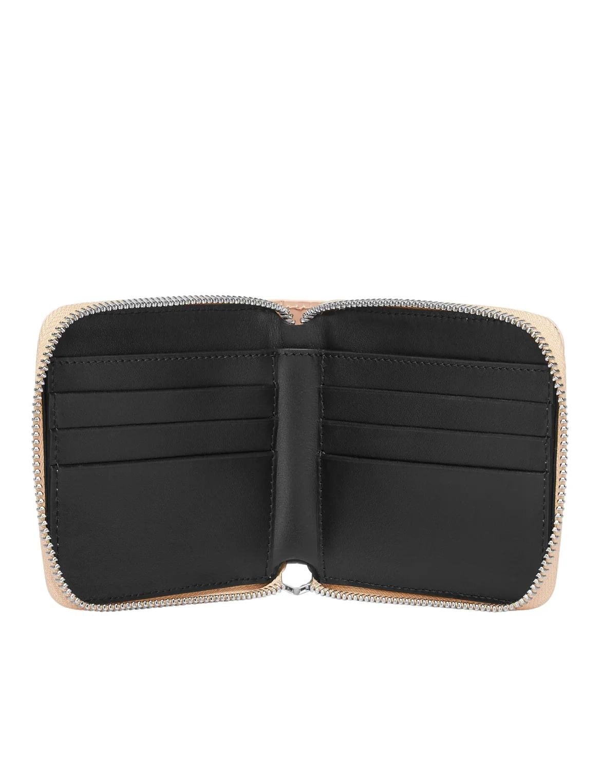 Croco Embossed Mini Round Zip Wallet, цвет: Бежевый