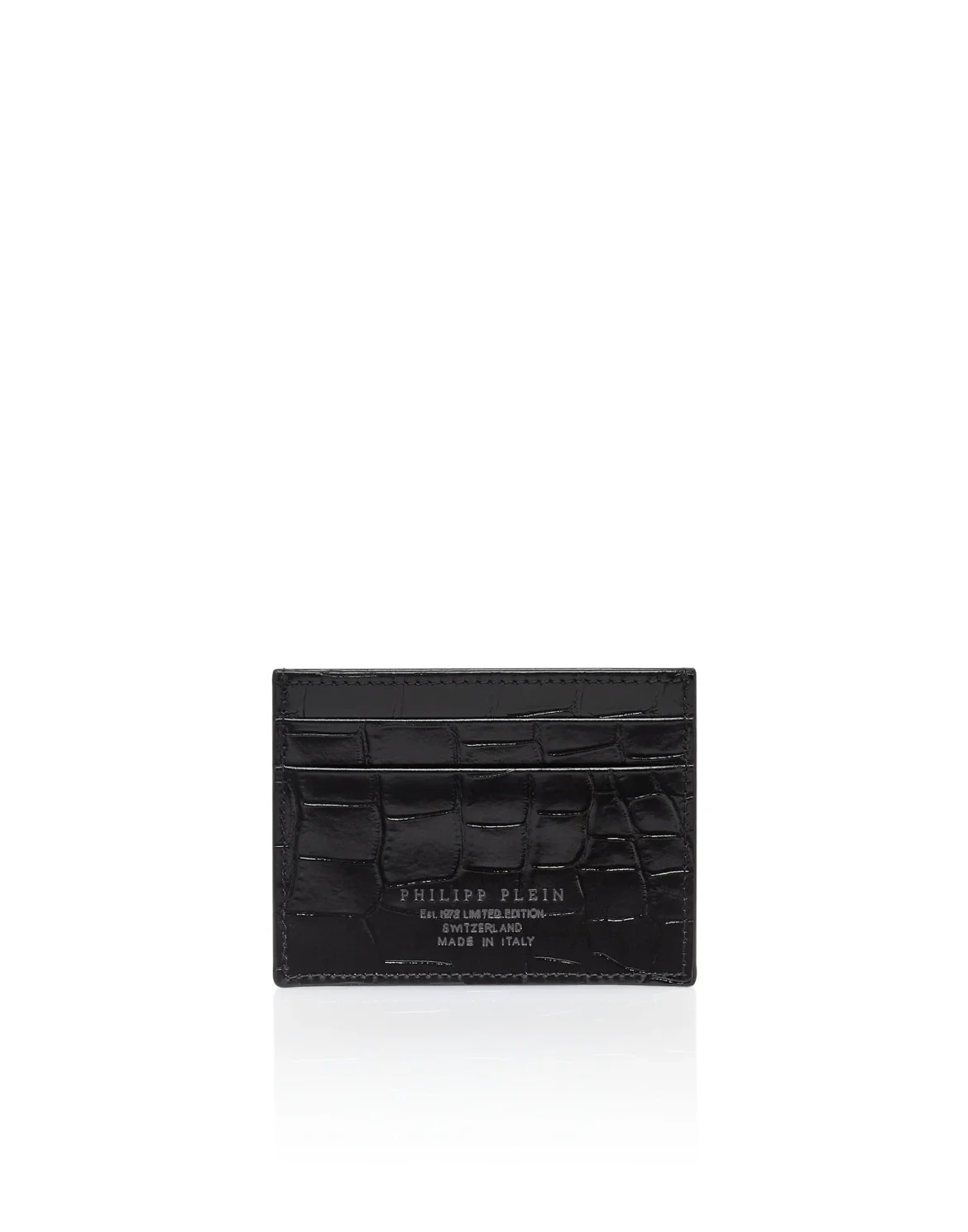 Croco Embossed Credit Cards Holder, цвет: Черный