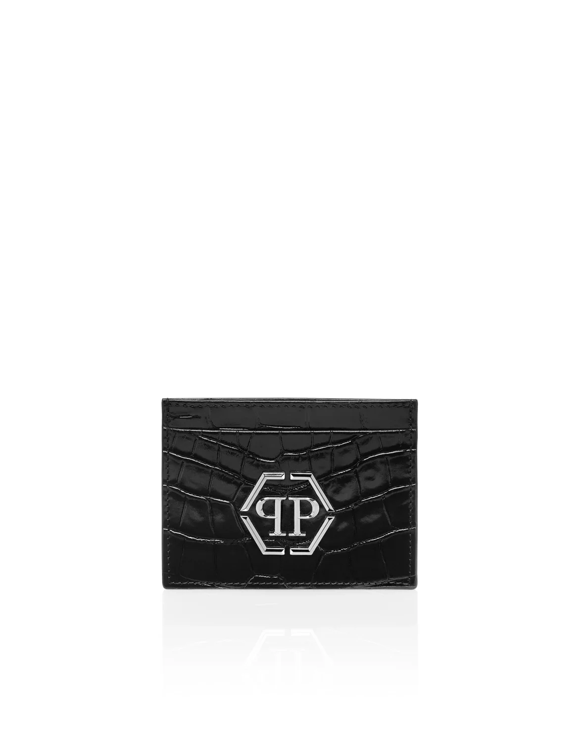 Croco Embossed Credit Cards Holder, цвет: Черный