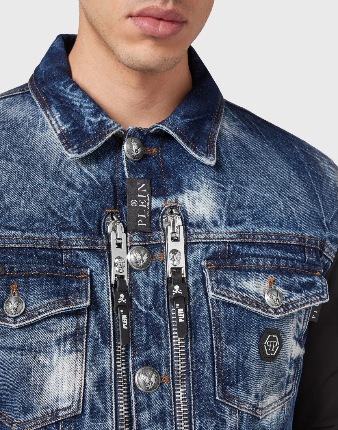 Regular Denim Jacket with nylon Hexagon, цвет: Синий